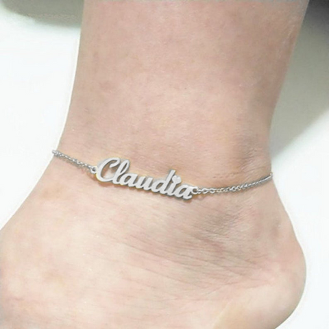 Sterling Silver Custom Name Single Layer Anklet