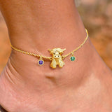 Sterling Silver Birthstone Highland Cow Anklet Animal Anklet Gift for Her