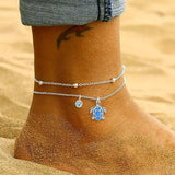 Filigree Turtle /Orca Whale Anklet Bracelet Sterling Silver Beaded Sea Turtle Charm Anklet Bracelet Optional Birthstone