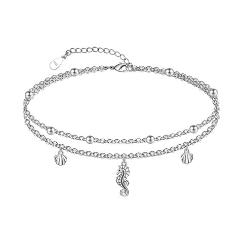 Sterling Silver Multi-layered Animal Anklet