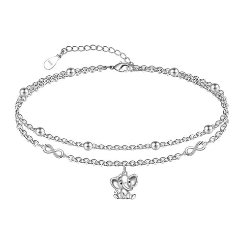 Sterling Silver Multi-layered Animal Anklet