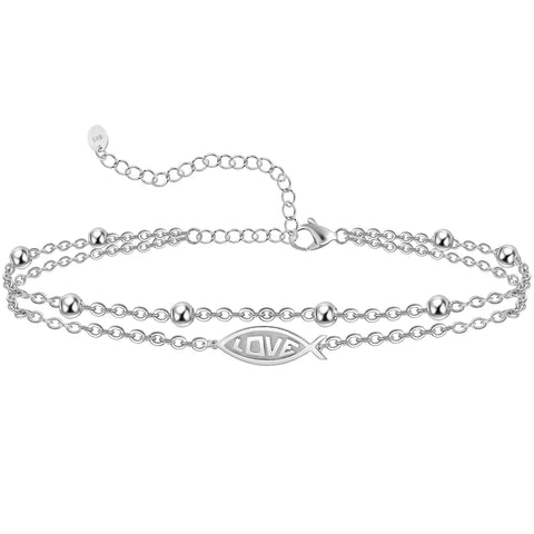 Sterling Silver Multi-layered Animal Anklet