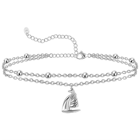 Sterling Silver Multi-layered Animal Anklet