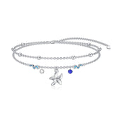 Filigree Turtle /Orca Whale Anklet Bracelet Sterling Silver Beaded Sea Turtle Charm Anklet Bracelet Optional Birthstone