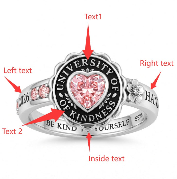 Sterling Silver Birthstone Graduation Class Ring for Women