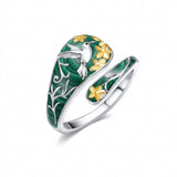 Sterling Silver Turquoise Hummingbird Butterfly Sunflower Adjustable Spoon Ring