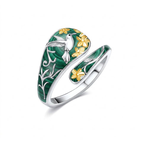 Sterling Silver Turquoise Hummingbird Butterfly Sunflower Adjustable Spoon Ring
