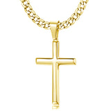 Sterling Silver Cross With Stainless Steel Cuban Link Pendant Necklace