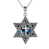 Sterling Silver Star of David Cross Peace Sign Tree of Life Star Pendant Necklace