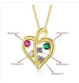 10 14 18K Gold Personalized Round Birthstone  Pendant Necklace