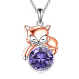 Sterling Silver Birthstone Fox Pendant Necklace