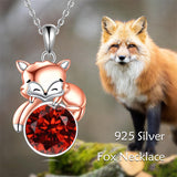 Sterling Silver Birthstone Fox Pendant Necklace