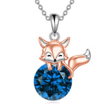 Sterling Silver Birthstone Fox Pendant Necklace