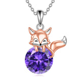 Sterling Silver Birthstone Fox Pendant Necklace