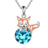 Sterling Silver Birthstone Fox Pendant Necklace