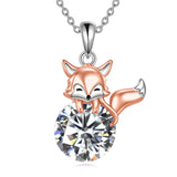 Sterling Silver Birthstone Fox Pendant Necklace