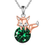 Sterling Silver Birthstone Fox Pendant Necklace