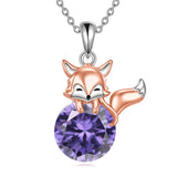 Sterling Silver Birthstone Fox Pendant Necklace