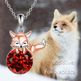 Sterling Silver Birthstone Fox Pendant Necklace