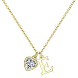 14K Gold Plated Initial A-Z Heart Birthstone Letter Necklace