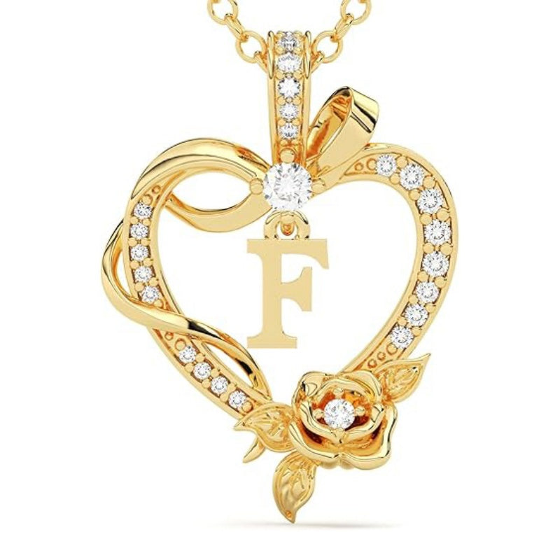 14K Gold Plated Initial Heart Pendant  Necklace Gift for Women Anniversary for Her