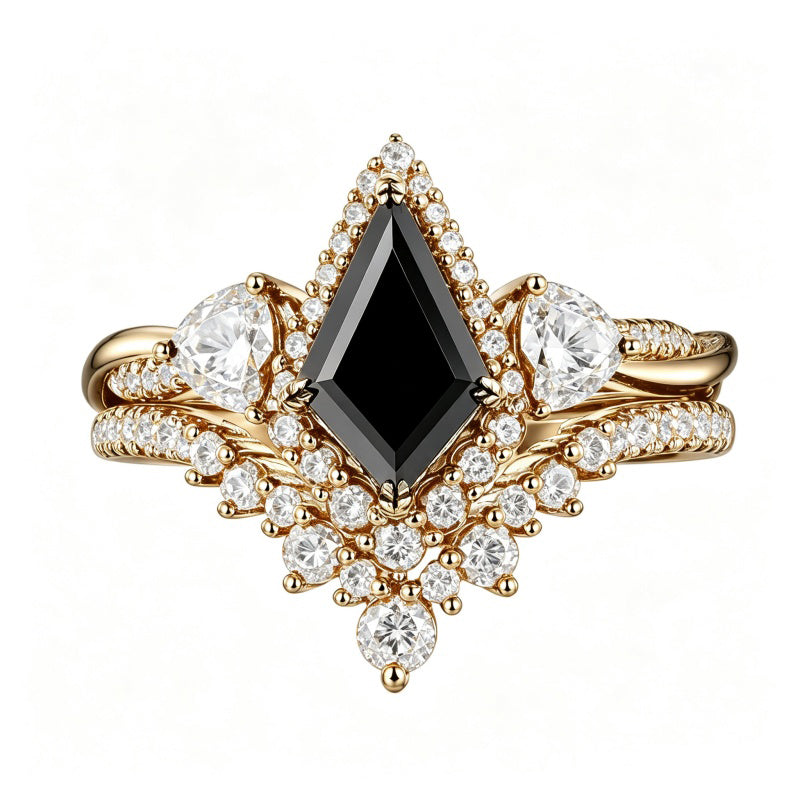 Sterling Silver 10K  14K  18K Gold 1CT-4CT Black Onyx Engagement Ring Gothic Wedding Promise Ring