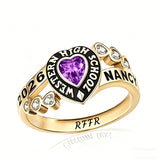 Sterling Silver Personalized Birthstone Engraved Class Rings for Women, College Senior High School Ring