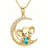 Sterling Silver Birthstone Elephant Pendant Necklace