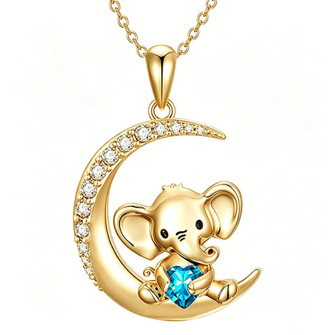 Sterling Silver Birthstone Elephant Pendant Necklace