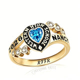 Sterling Silver Personalized Birthstone Engraved Class Rings for Women, College Senior High School Ring