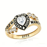 Sterling Silver Personalized Birthstone Engraved Class Rings for Women, College Senior High School Ring