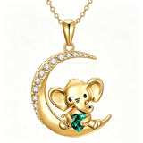 Sterling Silver Birthstone Elephant Pendant Necklace