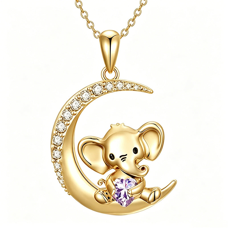 Sterling Silver Birthstone Elephant Pendant Necklace