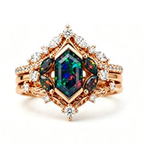 Sterling Silver 10K  14K  18K  Gold Personalized Engraved Black Opal Engagement Wedding Promise Ring for Her