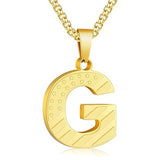 14K Gold Plated American Flag Initial Pendant Necklace for Men