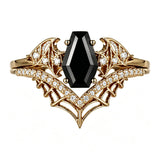 Sterling Silver 10K  14K  18K Gold 1CT-4CT Black Onyx Engagement Ring Gothic Wedding Promise Ring