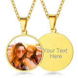 Stainless Steel Round Customized Engraved  Photo Pendant Necklace