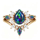 Sterling Silver 10K  14K  18K  Gold Personalized Engraved Black Opal Engagement Wedding Promise Ring for Her