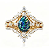 Sterling Silver 10K  14K  18K  Gold Personalized Engraved Black Opal Engagement Wedding Promise Ring for Her