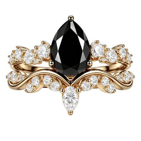 Sterling Silver 10K  14K  18K Gold 1CT-4CT Black Onyx Engagement Ring Gothic Wedding Promise Ring