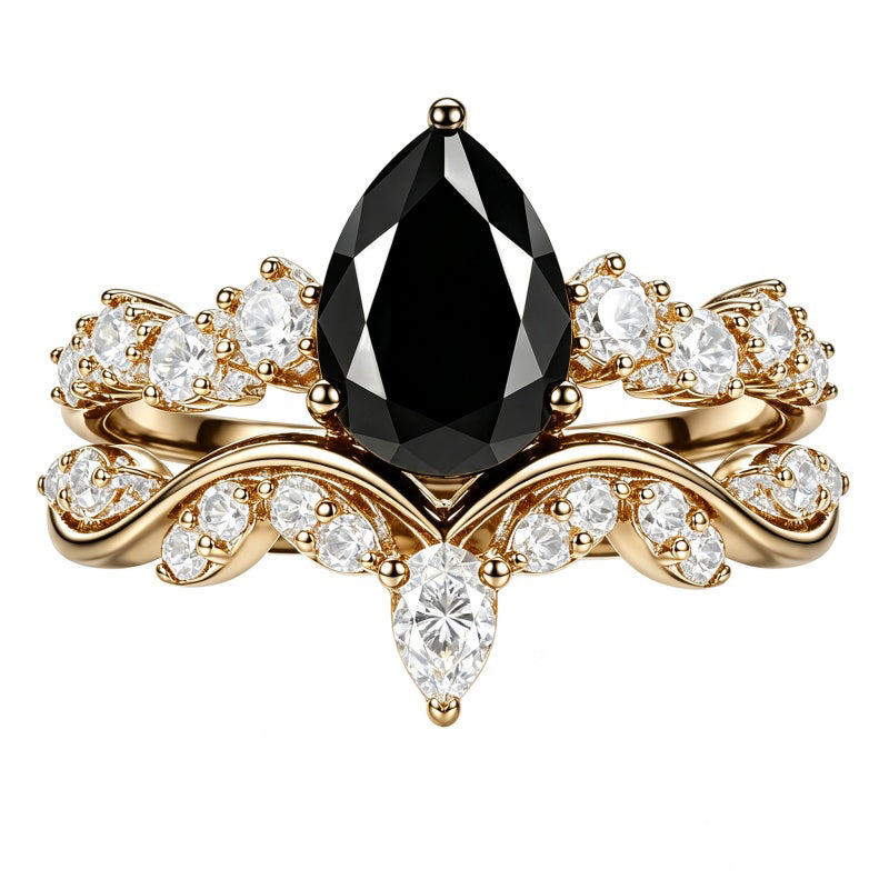 Sterling Silver 10K  14K  18K Gold 1CT-4CT Black Onyx Engagement Ring Gothic Wedding Promise Ring