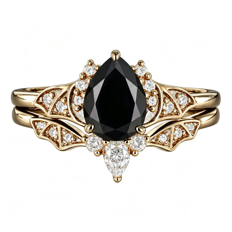 Sterling Silver 10K  14K  18K Gold 1CT-4CT Black Onyx Engagement Ring Gothic Wedding Promise Ring