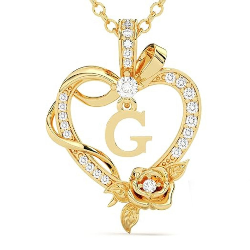 14K Gold Plated Initial Heart Pendant  Necklace Gift for Women Anniversary for Her