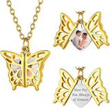 Copper Personalized  Photo Hollow Butterfly Pendant Necklace