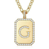 14K Gold Plated  Cubic Zirconia Initial Necklace Square Monogram Jewelry