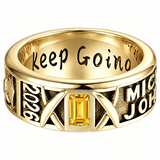 Sterling Silver 10K 14K 18K Gold Personalized Birthstone Engraved Class Ring for Men