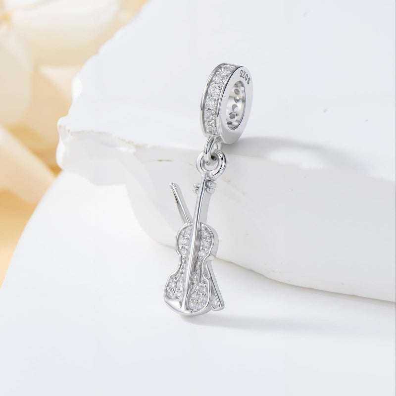 Sterling Silver Music Note Guitar  Piano  Violin  Drum Set Flute Harp Saxophone Charm Beads