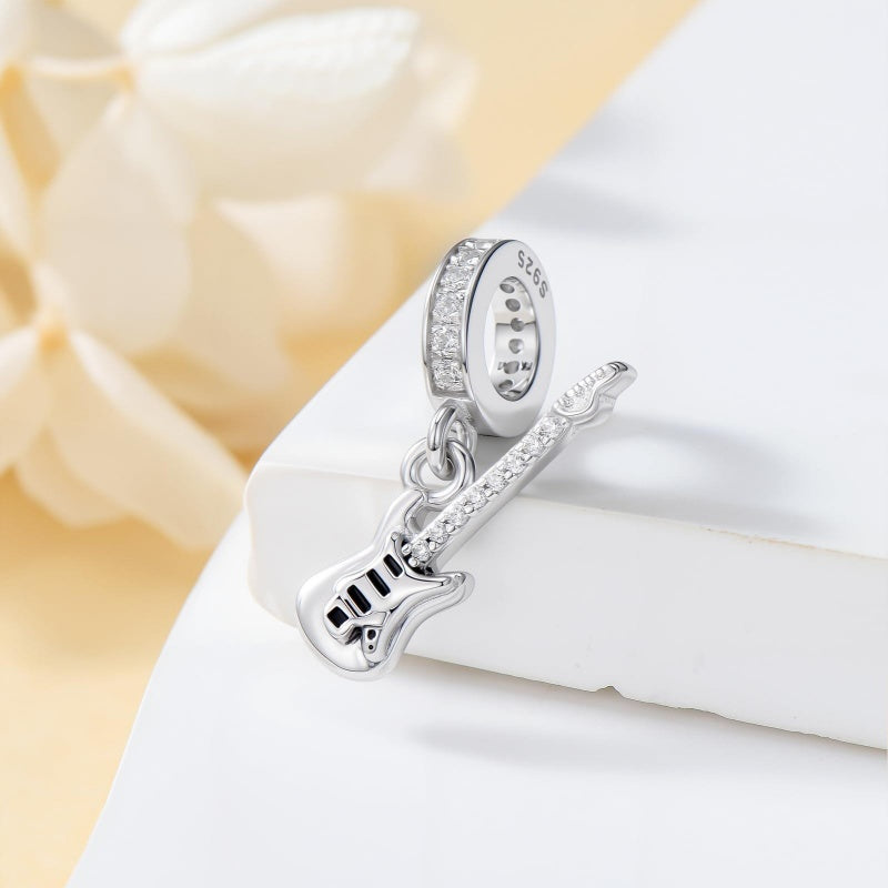 Sterling Silver Music Note Guitar  Piano  Violin  Drum Set Flute Harp Saxophone Charm Beads