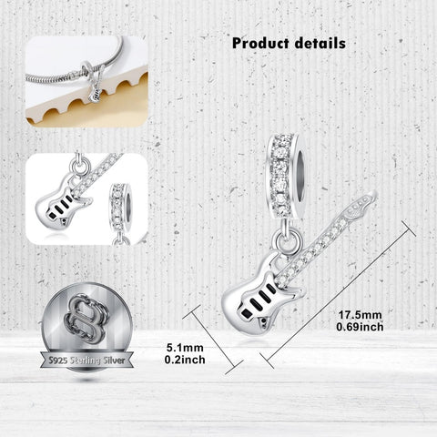 Sterling Silver Music Note Guitar  Piano  Violin  Drum Set Flute Harp Saxophone Charm Beads