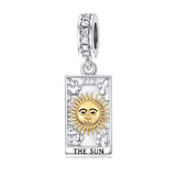 Sterling Silver Cubic Zirconia  Star Tarot Card Sun Tarot Card Charm Beads